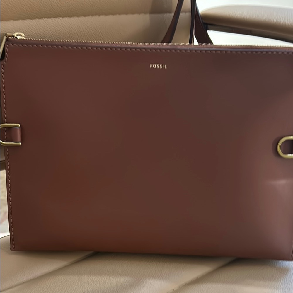 NWOT Fossil Camel Leather Crossbody Bag